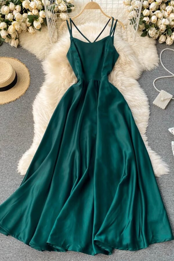 Simple Satin A-Line Dreses - Image 4