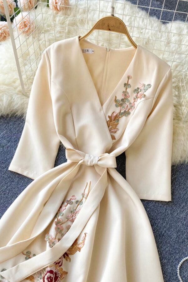 Elegant V-Neck Lace Dress, A-Line Fashion Dress - Image 2