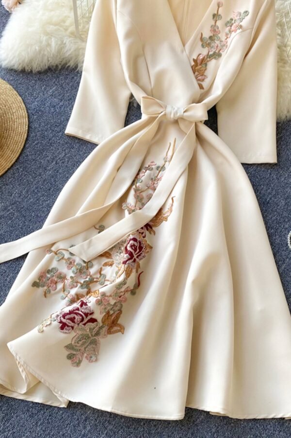 Elegant V-Neck Lace Dress, A-Line Fashion Dress - Image 4