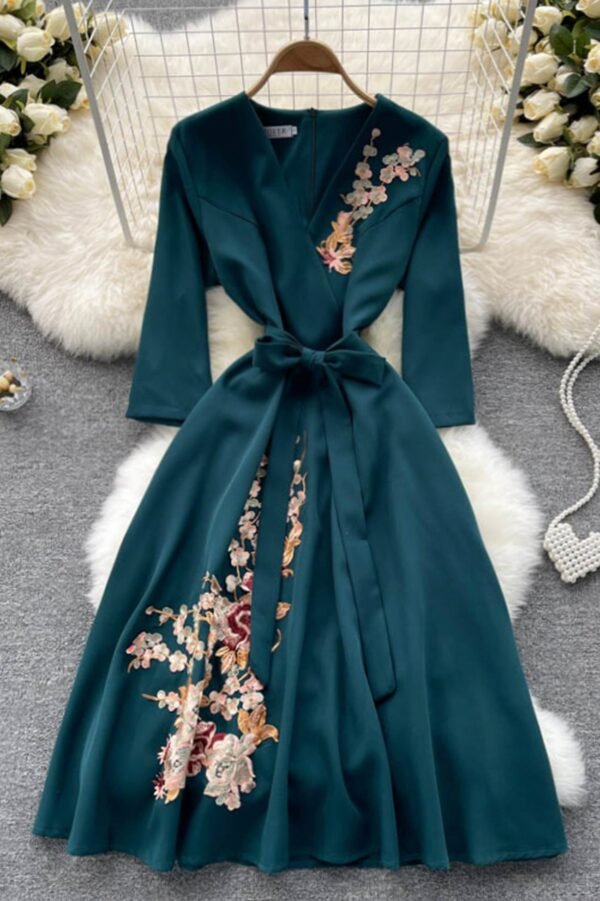 Elegant V-Neck Lace Dress, A-Line Fashion Dress - Image 8