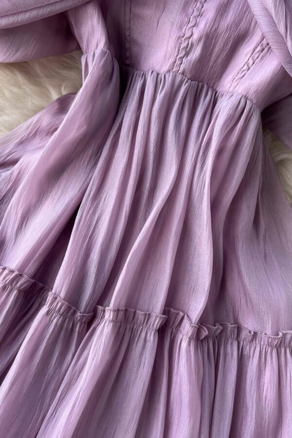 Purple Tulle Short Dress, A-Line Fashion Dress - Image 3