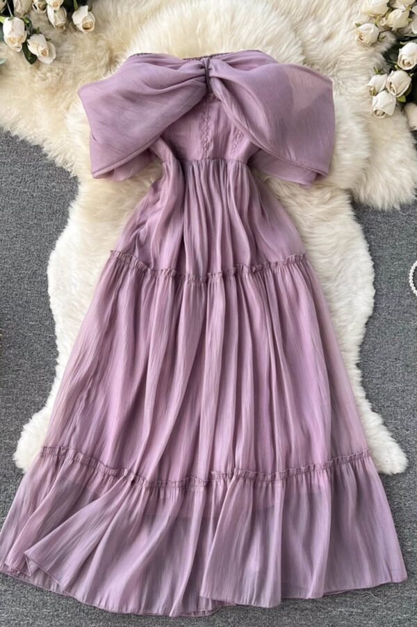 Purple Tulle Short Dress, A-Line Fashion Dress - Image 5