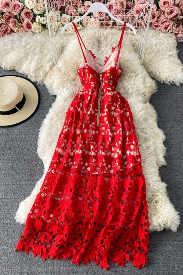 Cute V-Neck Lace Dresses A Line Party Dresses - Image 7
